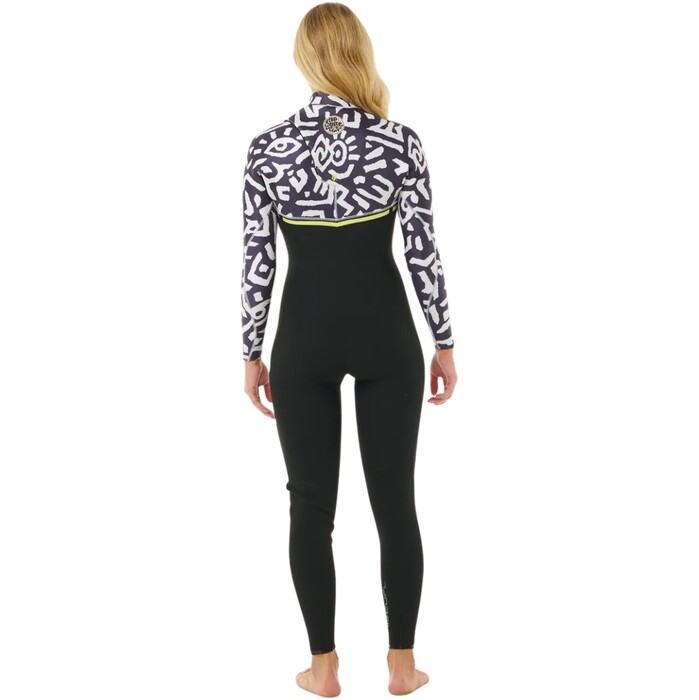 2024 Rip Curl Womens E-Bomb 4/3mm Zip Free Wetsuit 14LWFS - Black / Lime